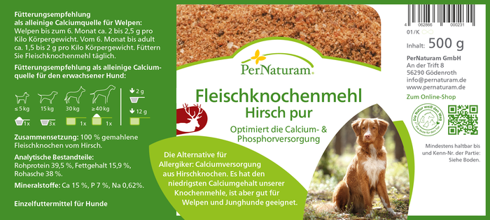 Fleischknochenmehl Hirsch pur